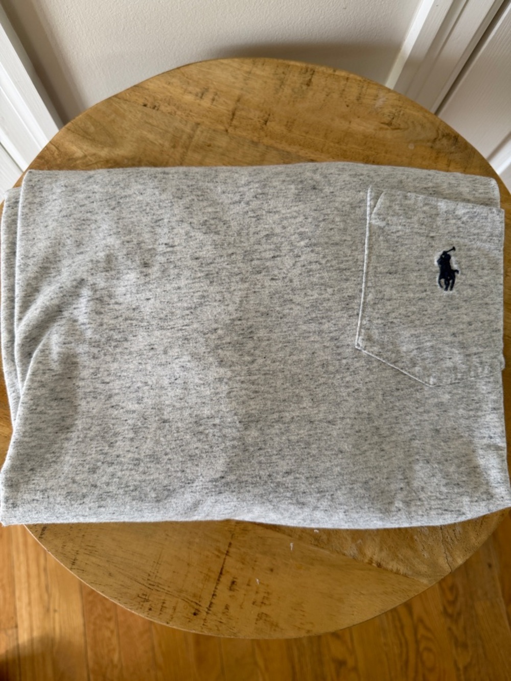 Men’s Ralph Lauren Light Gray Heather Pocket Tee with Navy Pony